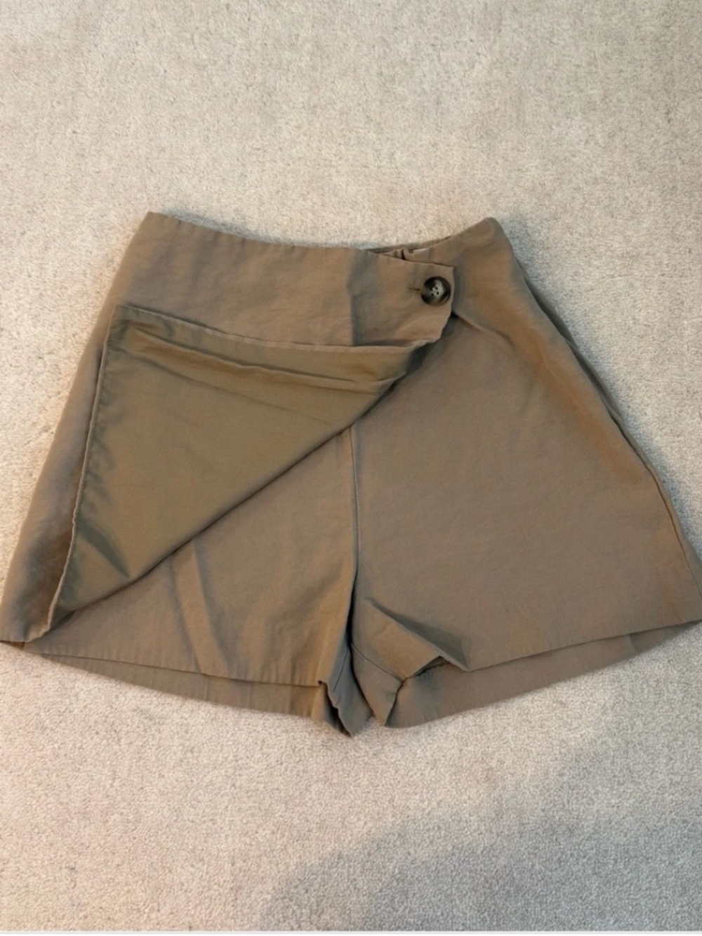 H and M Khaki Taupe High Waisted Wrap Front Skort